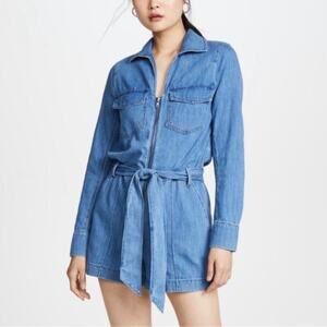 Veronica Beard Keenan Utility Chambray Romper Size Medium